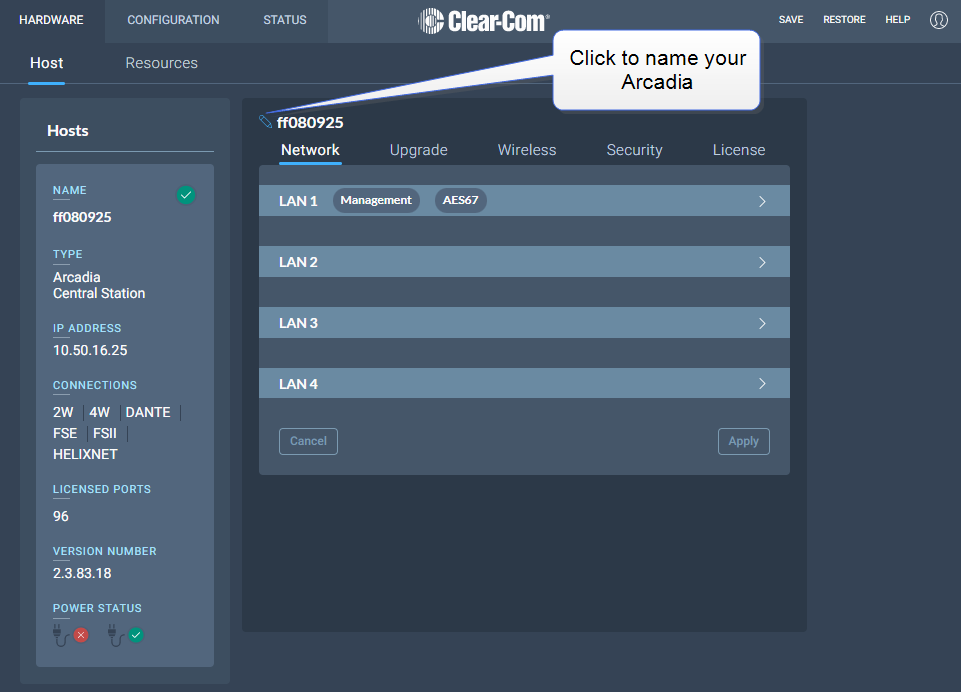 Configure the host unit