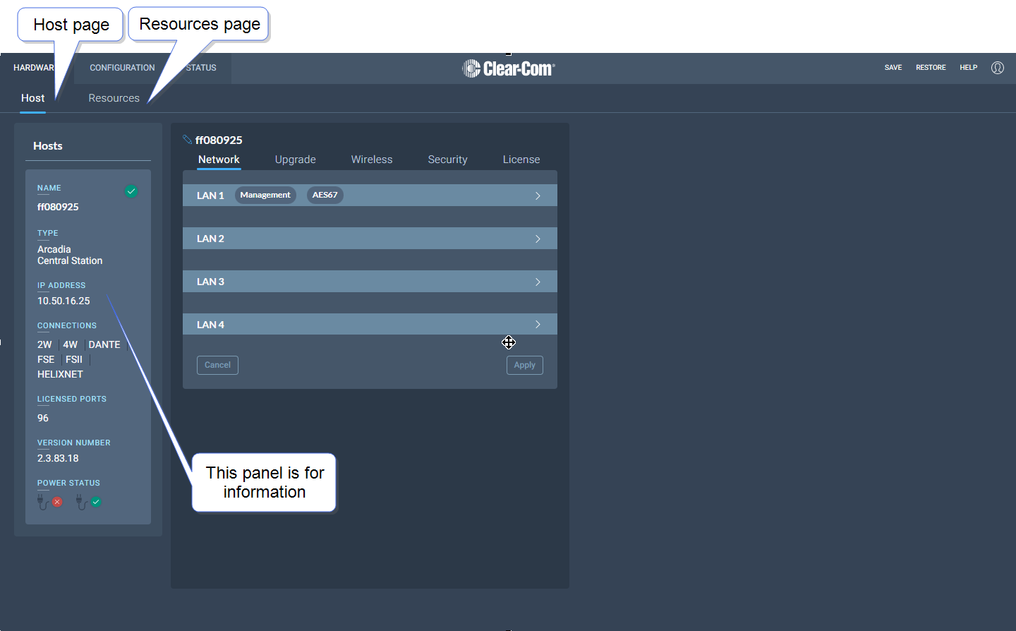 CCM - Harware Page Arcadia