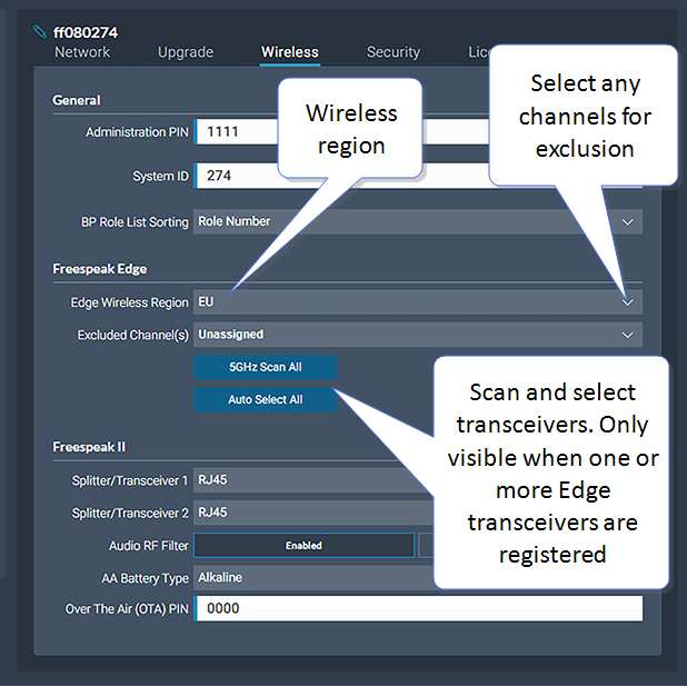 Edge transceiver setup