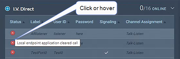 I.V. direct error messages