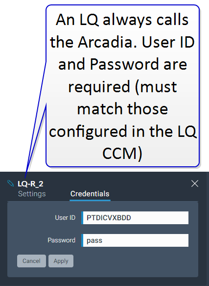 I.V. direct to LQ credentials