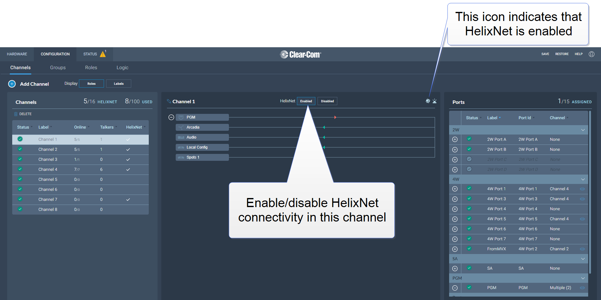 Enable HelixNet channel