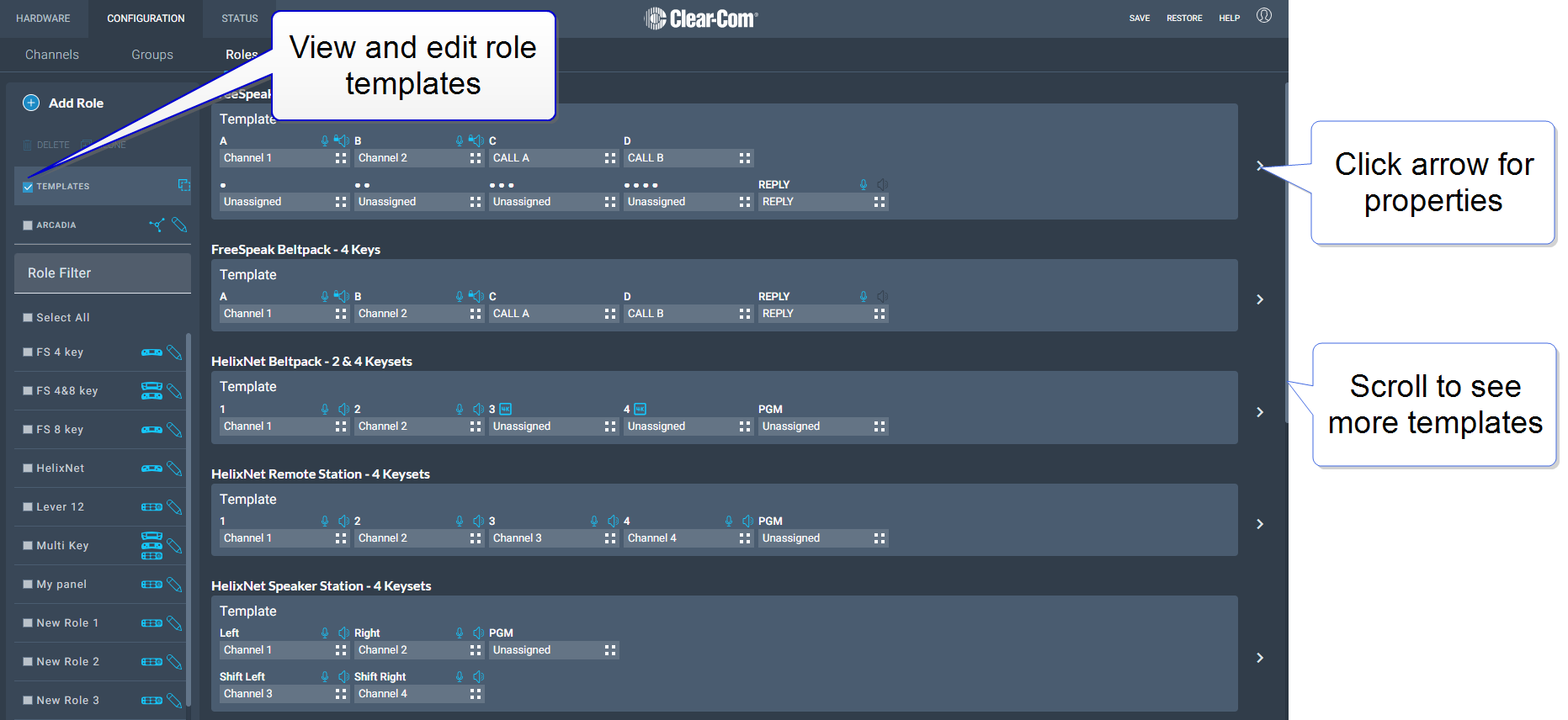 View and edit template roles